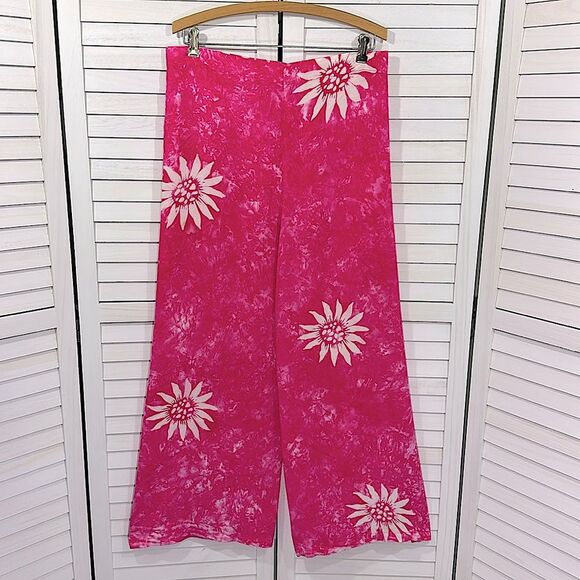 Beach Pants Medium Large Slit Wrap Floral Pink Pants M/L - Picture 2 of 9